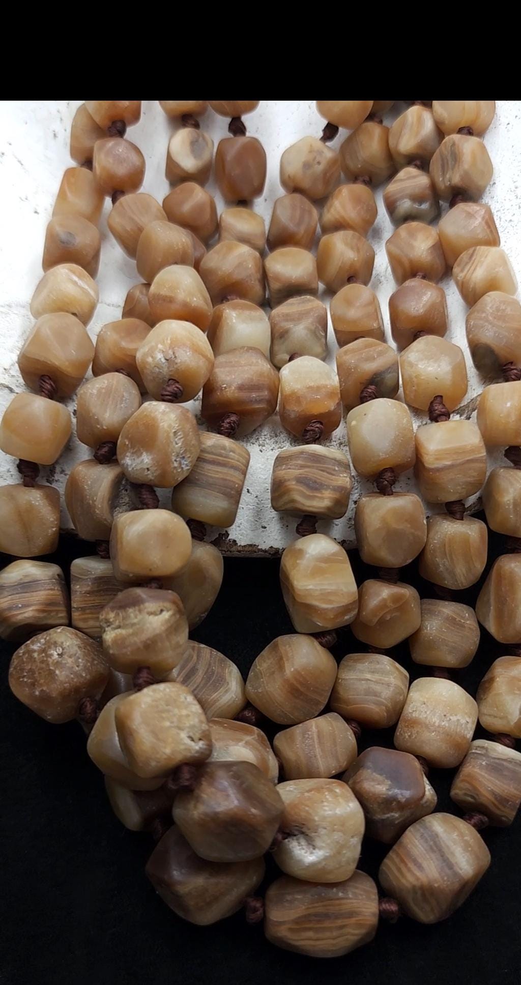 Vintage Natural Stone Beads (Calcite) From Afghanistan, Healing Stones, Full Strand 19-20" 9-17mm, Jewelry Making Supplies.