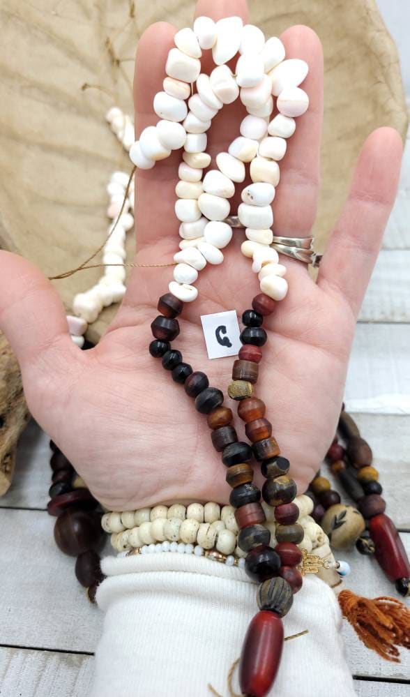 Beautiful Convinacion Horn Bone Beads And Pink Conch Shell From Philippines 3X7mm X 8mm(8X8mmX 12mm/Jewelry Supplies/Ethnic Tribal Vintage.