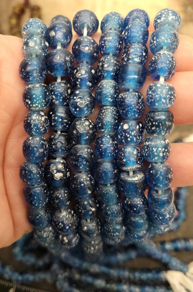 Indonesian Glass Beads / Rustic Shape / 15 "Inch Strand / 8mm- 10mm/Jewelry Supplies/ Variety of Colors/44-46 Beads.