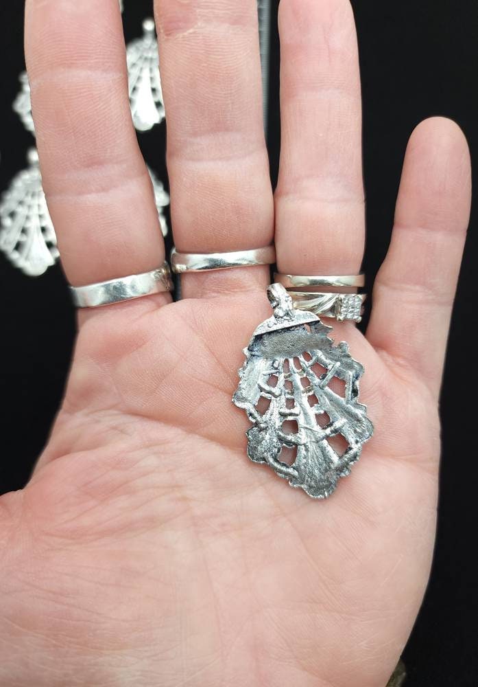 Afghani artisan hands pendants 42mm Long x 25mm Wide / Vintage / Tribal / Ethnic  / Jewelry Making Supplies.