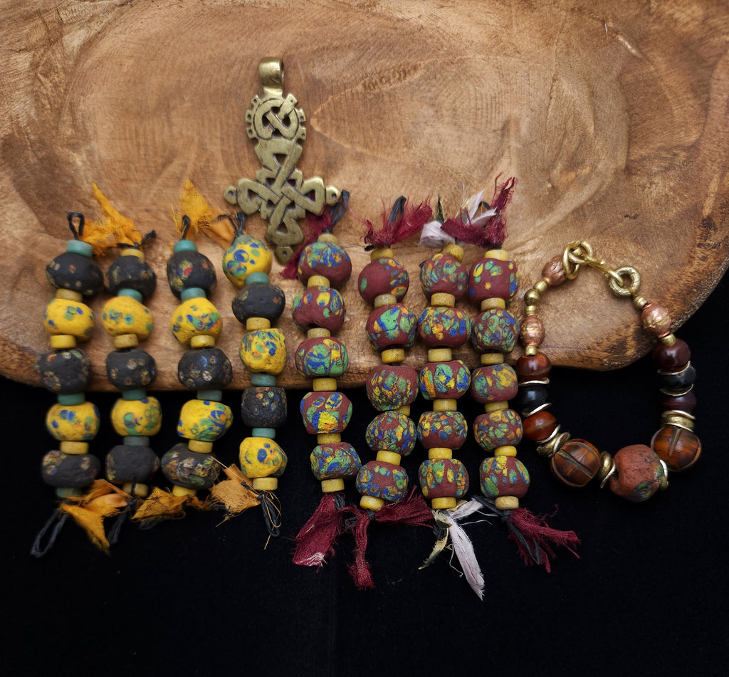 Graduated Strand of Old Beads Like Hebron 12-14mm  / Ancient Tribal Beads / Vintage / Jewelry  Supplies.