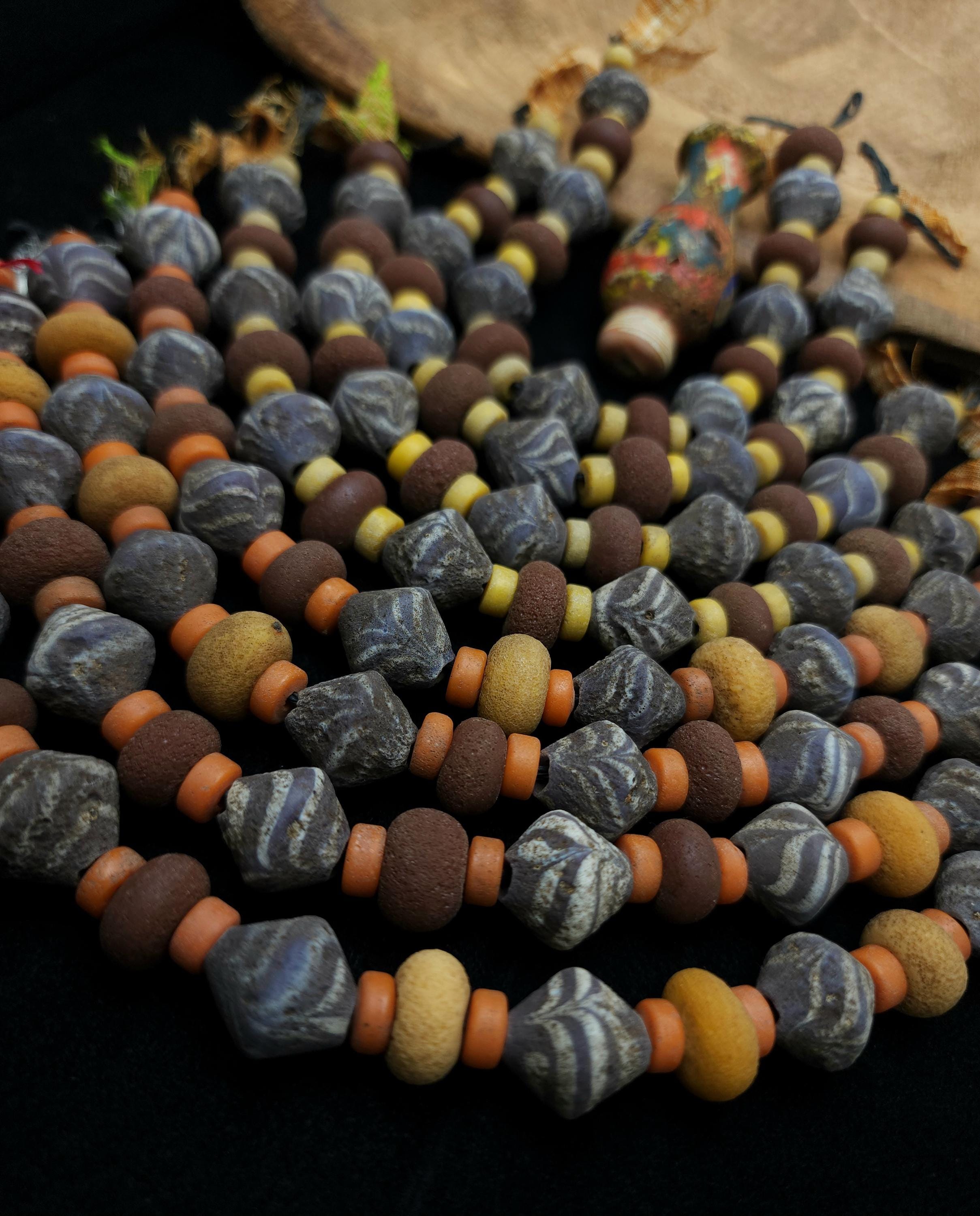 Old Bicone Glass Beads From Thailand, Rustic Vintage, Supplies to Make Jewelry, Two Options to Choose, Strand 27 Beads 8-15mm.
