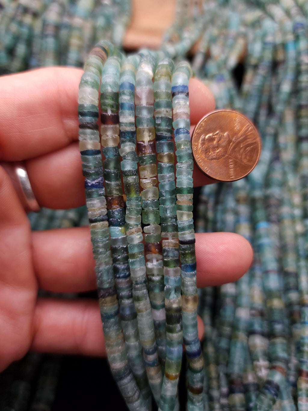 Ancient Roman Glass Beads, Chilinders Heishi Beads, Full Strand 14-15" 3-4mm Or 6-7mm, Jewelry Making Supplies.