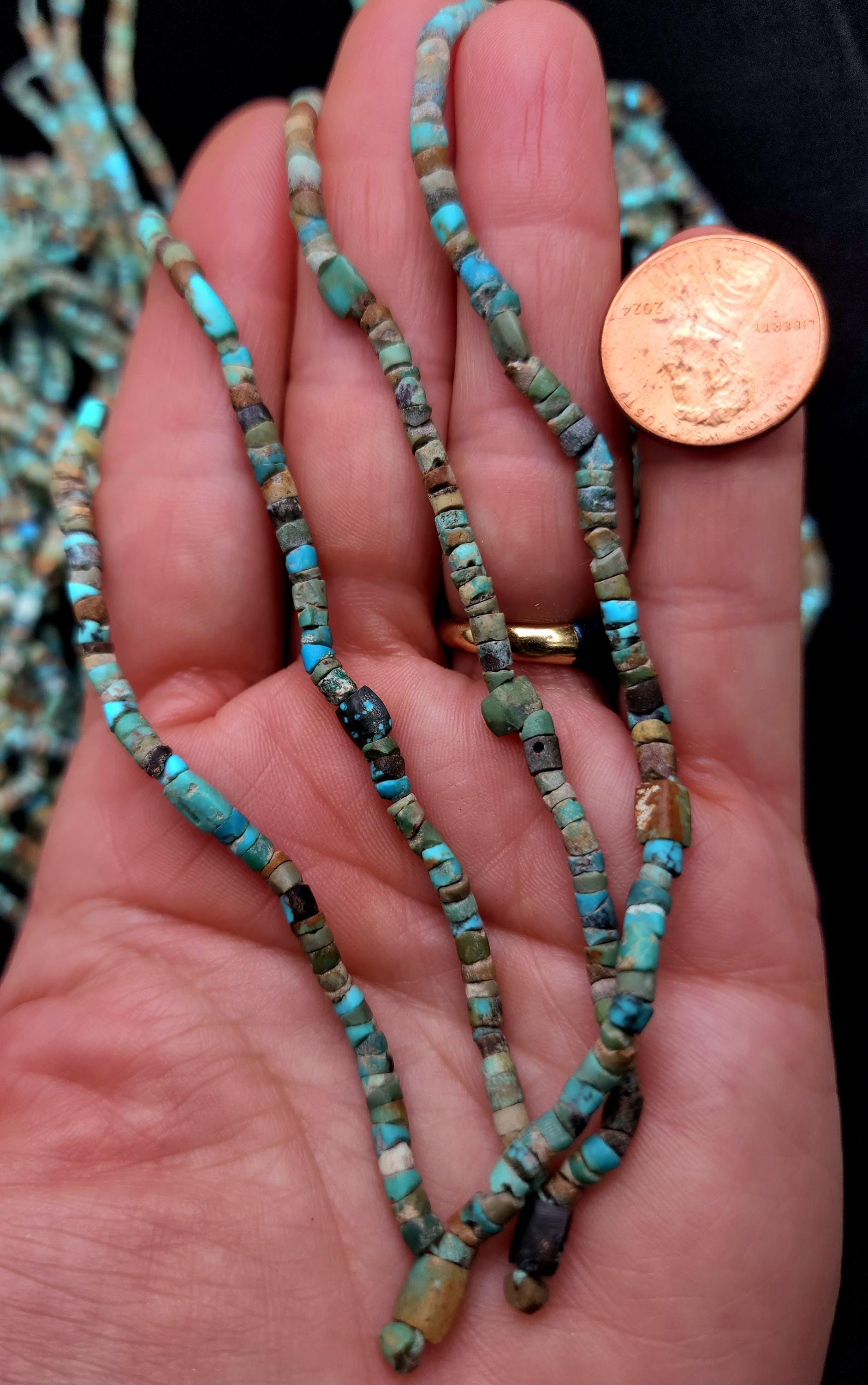 Genuine Turquoise Beads From Afghanistan, Heishi Turquoise Beads, Rustic, Raw Stones, Full Strand 15" 2.5-5mm, Jewelry Making Supplies.