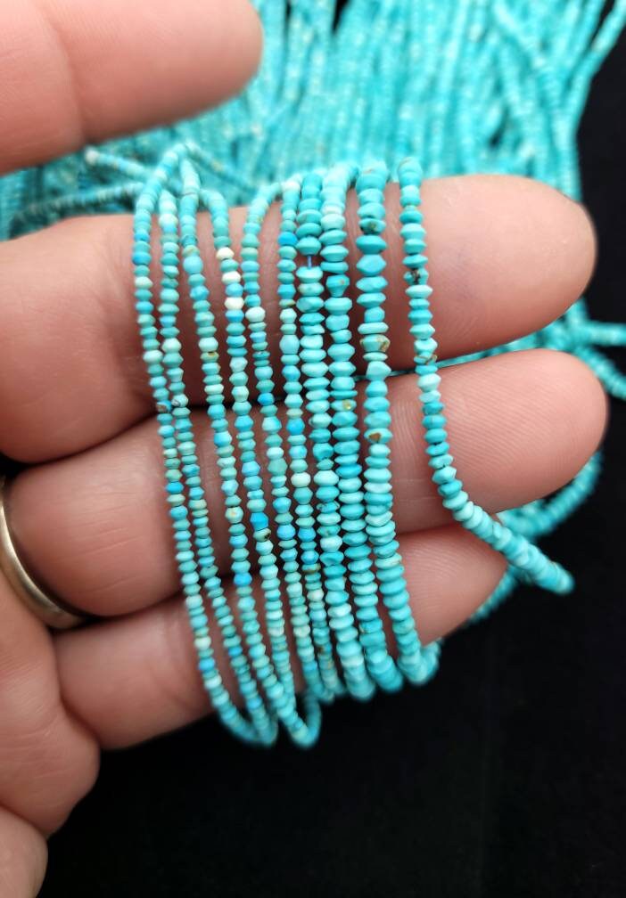 Beautiful Turquoise Beads 100% Natural Genuine Saucer Shaped Strand 14-15" 300+ Beads 2mm+ Or 1.5mm / Jewelry Supplies / Afghan Beads