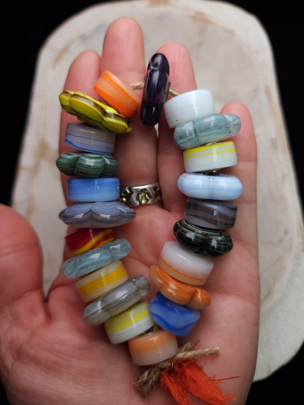 21–22" Glass Flower & Donut Beads Strand • 17–26mm • Colorful Lampwork Style Beads • Boho Jewelry Supplies